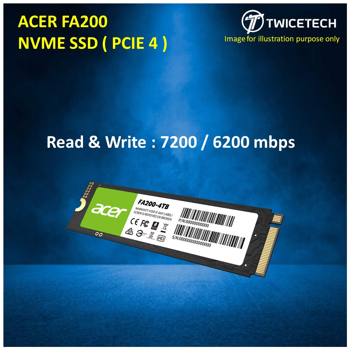 内蔵型SSD acer FA200 4TB SSD acer FA200 M.2 2280 SSD 4TB: PCIe 4.0 NVMe Gen4x4 with HMB & SLC